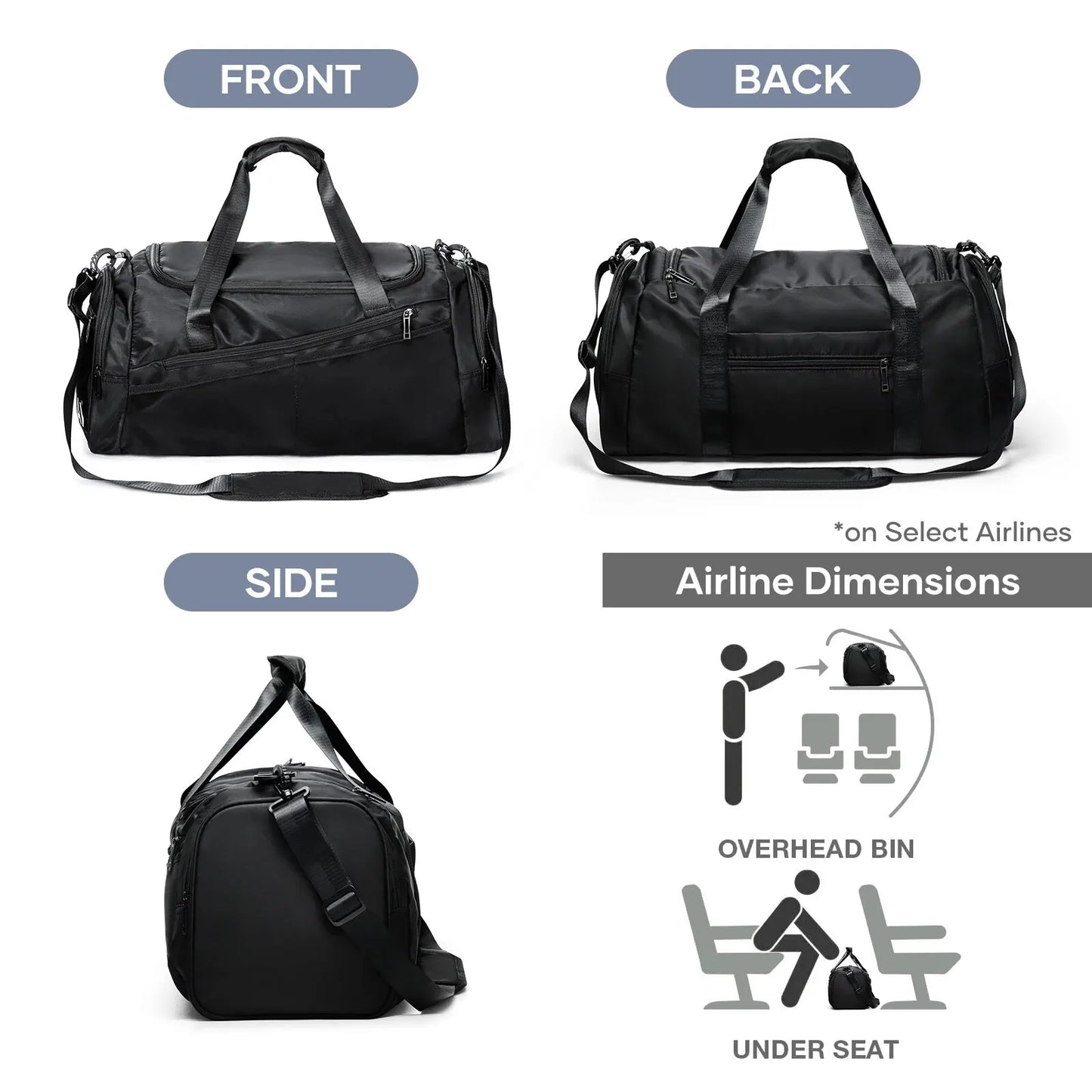 Lightweight 40L Sports Duffel Bag with Shoe Compartment for Men and Women - Foldable Travel Gym Bag