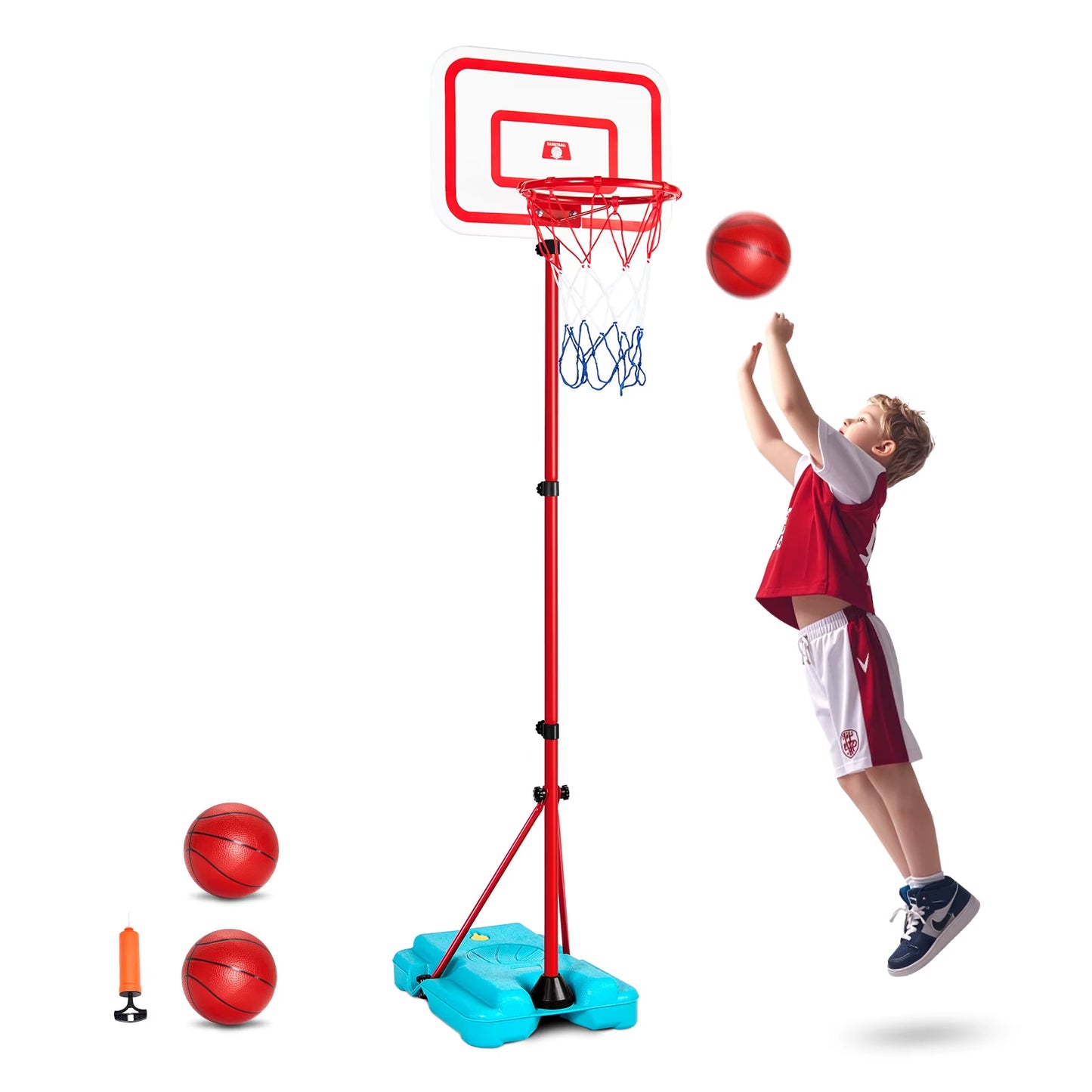 Adjustable Basketball Hoop for Toddlers - 104-190CM Indoor/Outdoor Sports Equipment with Backboard and Rim