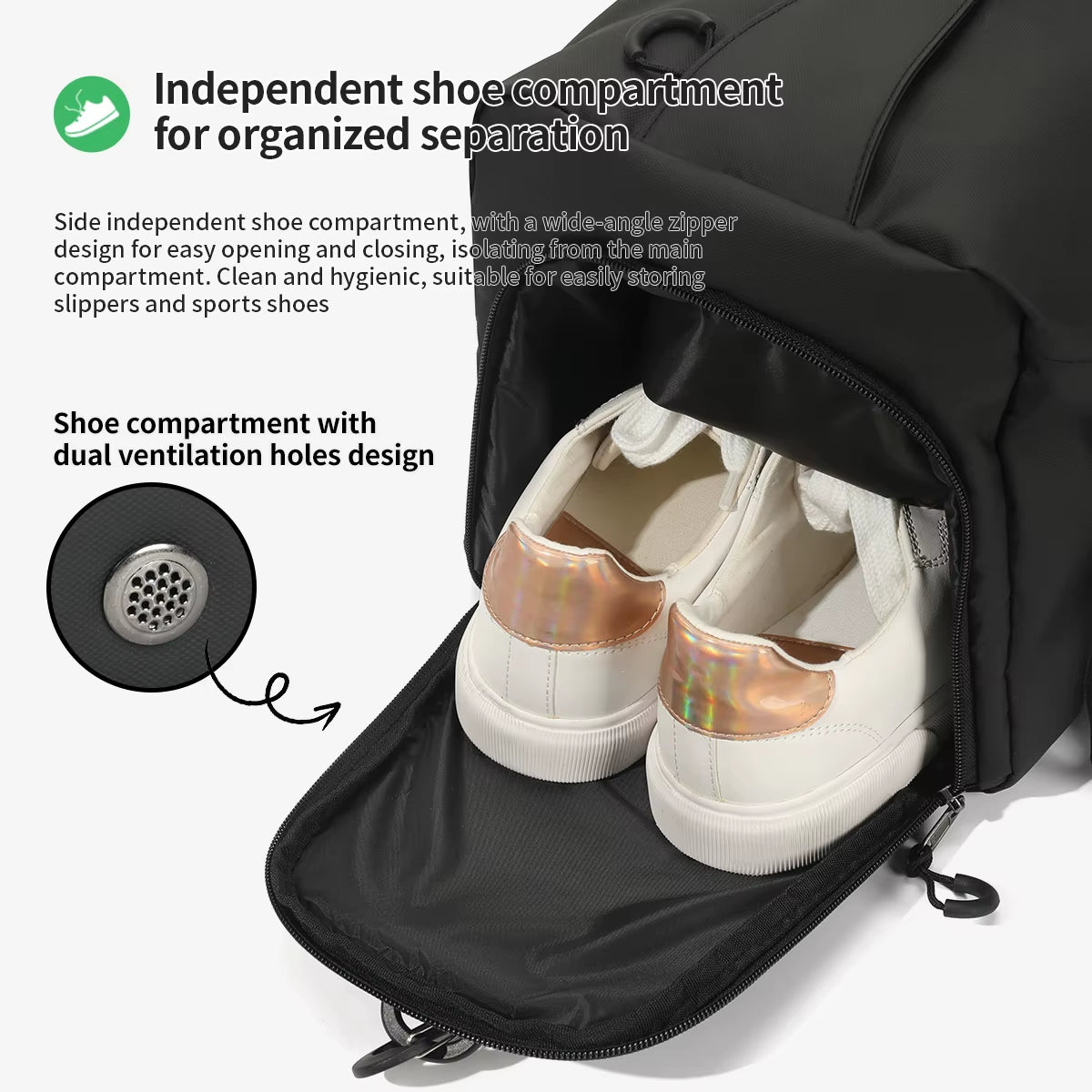 Women's Lightweight Sports Gym Bag with Shoe Compartment - Travel Duffel Handbag for Fitness and Short Trips