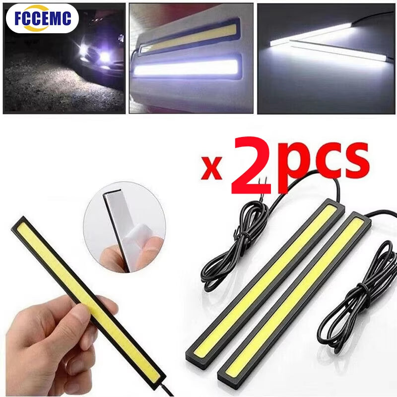 Ultra Thin High-Intensity LED COB Daytime Running Lights with Low Power Consumption - 12V Universal Fog Driving Lamp