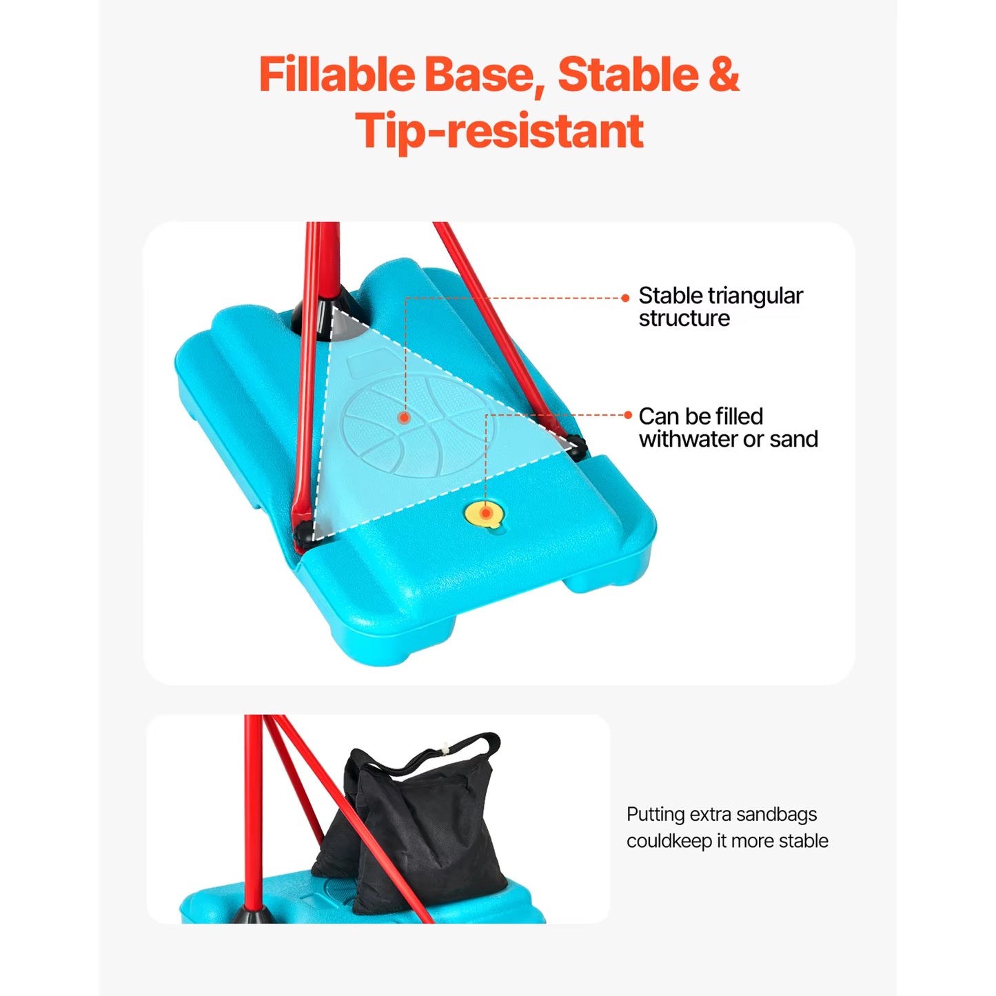 Adjustable Basketball Hoop for Toddlers - 104-190CM Indoor/Outdoor Sports Equipment with Backboard and Rim