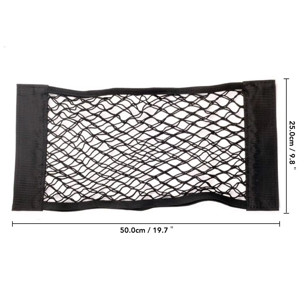 Universal Car Back Seat Elastic Mesh Storage Organizer with Magic Sticker Pocket Net