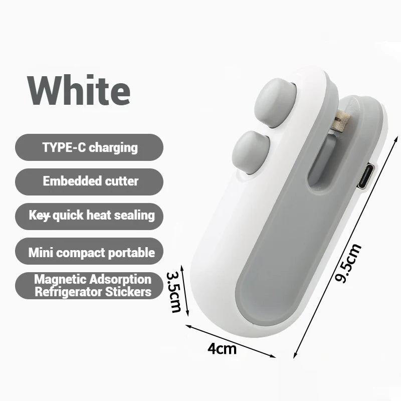 Rechargeable 2-in-1 Mini Plastic Heat Bag Sealer and Handheld Food Packaging Sealant Machine