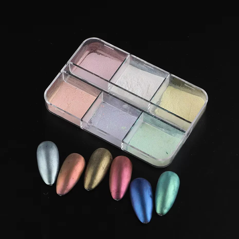 Moonlight Metallic Chrome Effect Nail Powder - Laser Dust Glitter for Aurora Shiny Pearl Manicure