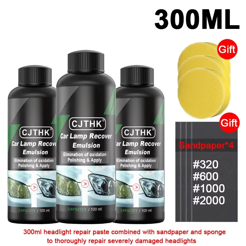Professional Car Headlight Restoration Kit - Oxidation Removal and Scratch Repair Polishing Solution