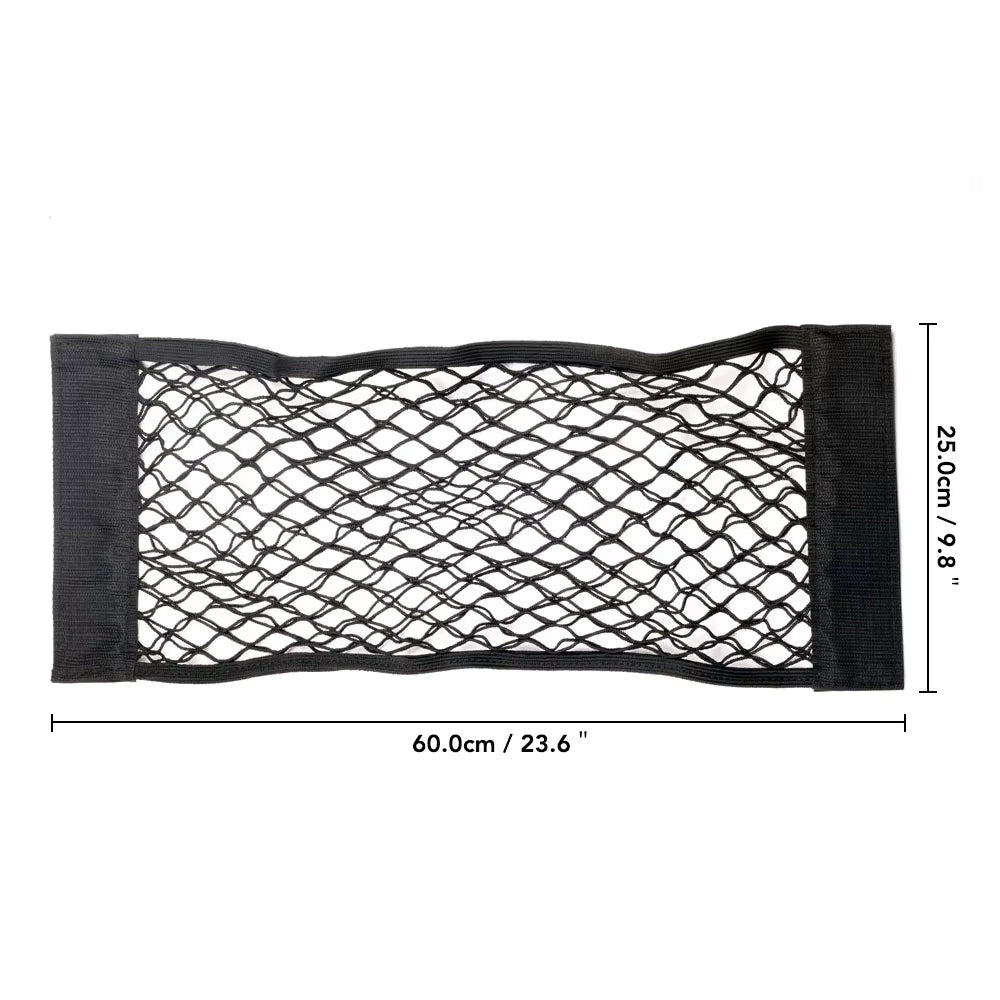 Universal Car Back Seat Elastic Mesh Storage Organizer with Magic Sticker Pocket Net