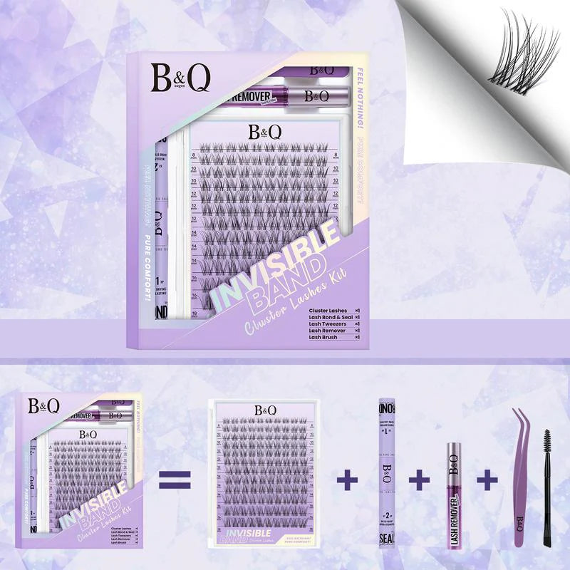 Flora Natural C Curl Eyelash Cluster Kit - 120 Pieces 8-18mm DIY Lash Extensions for a Natural Look at Home