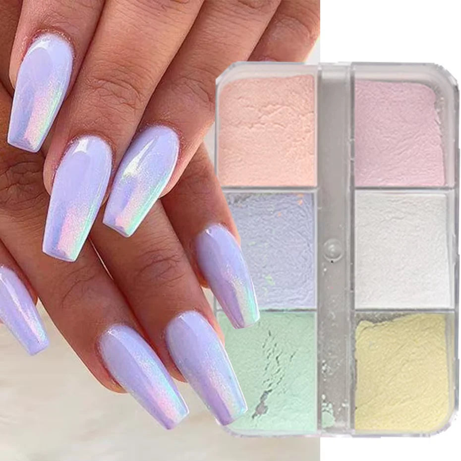 Moonlight Metallic Chrome Effect Nail Powder - Laser Dust Glitter for Aurora Shiny Pearl Manicure