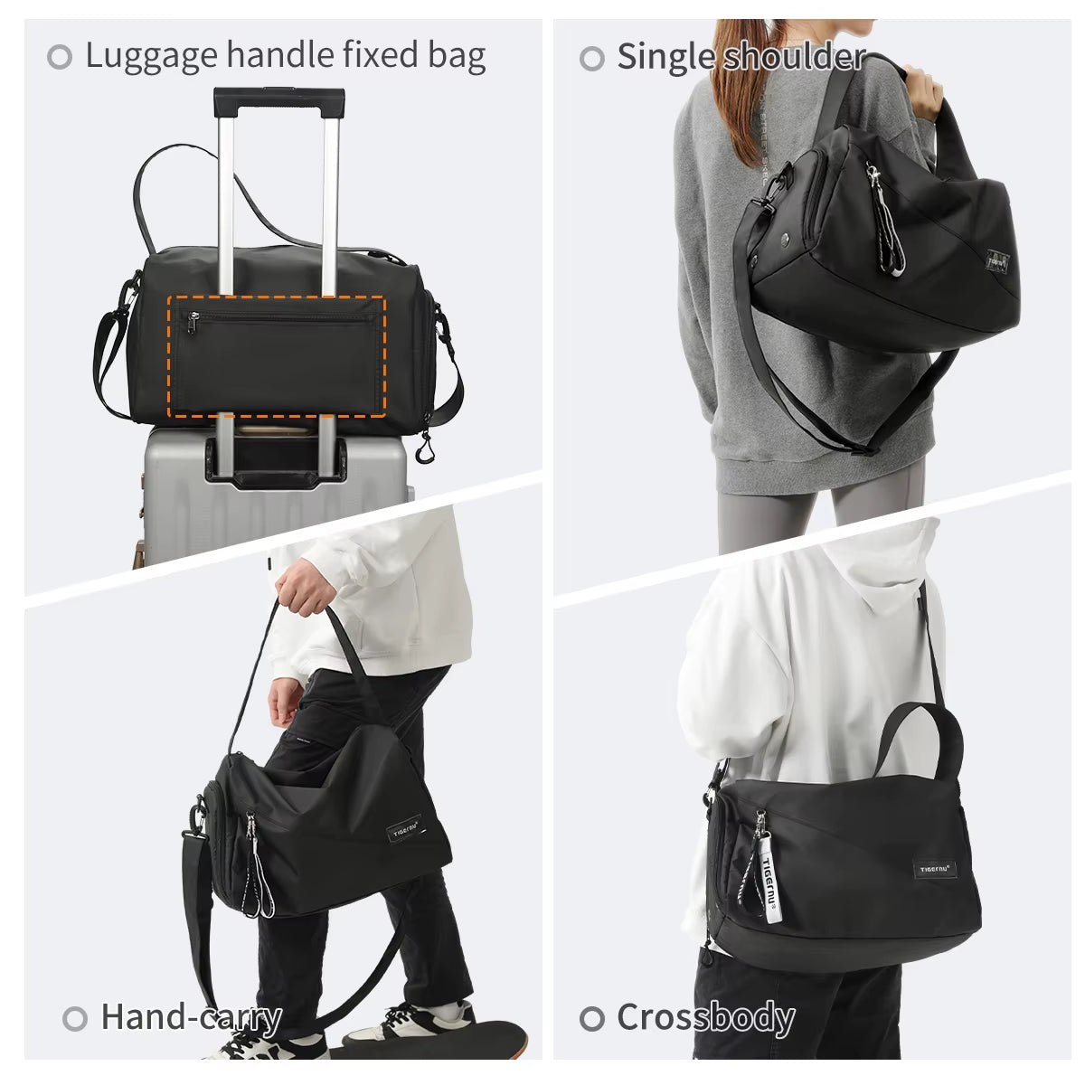 Women's Lightweight Sports Gym Bag with Shoe Compartment - Travel Duffel Handbag for Fitness and Short Trips