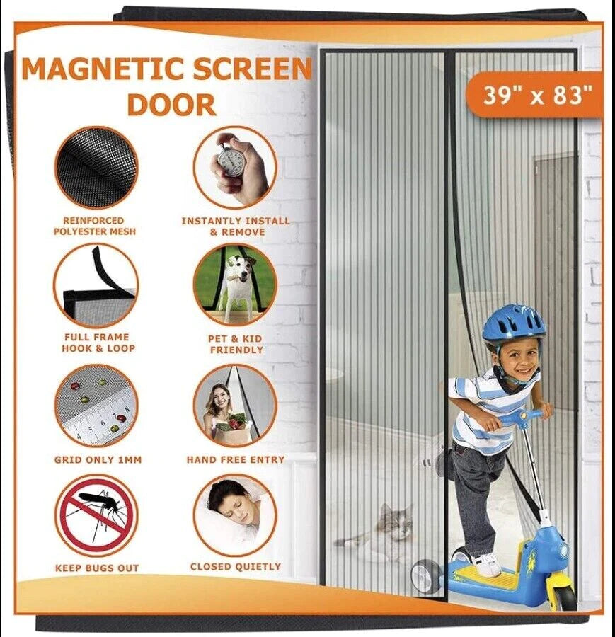 Premium Magnetic Screen Door Mesh Curtain - Heavy-Duty Mosquito Net for Hands-Free Access