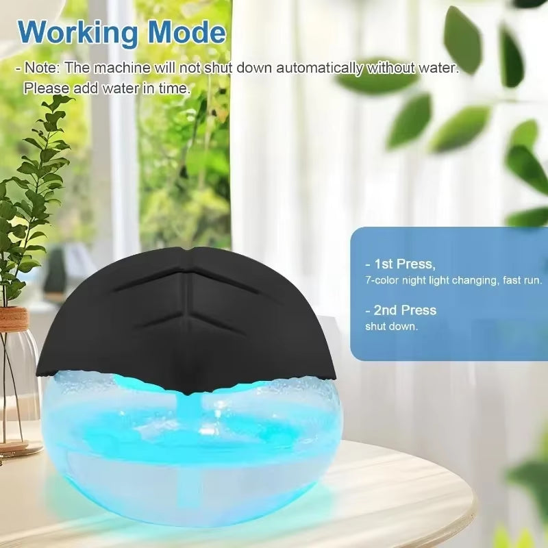 Water-Based Air Purifier and Revitalizer with LED Color-Changing Lights for Enhanced Room Freshness (Black)