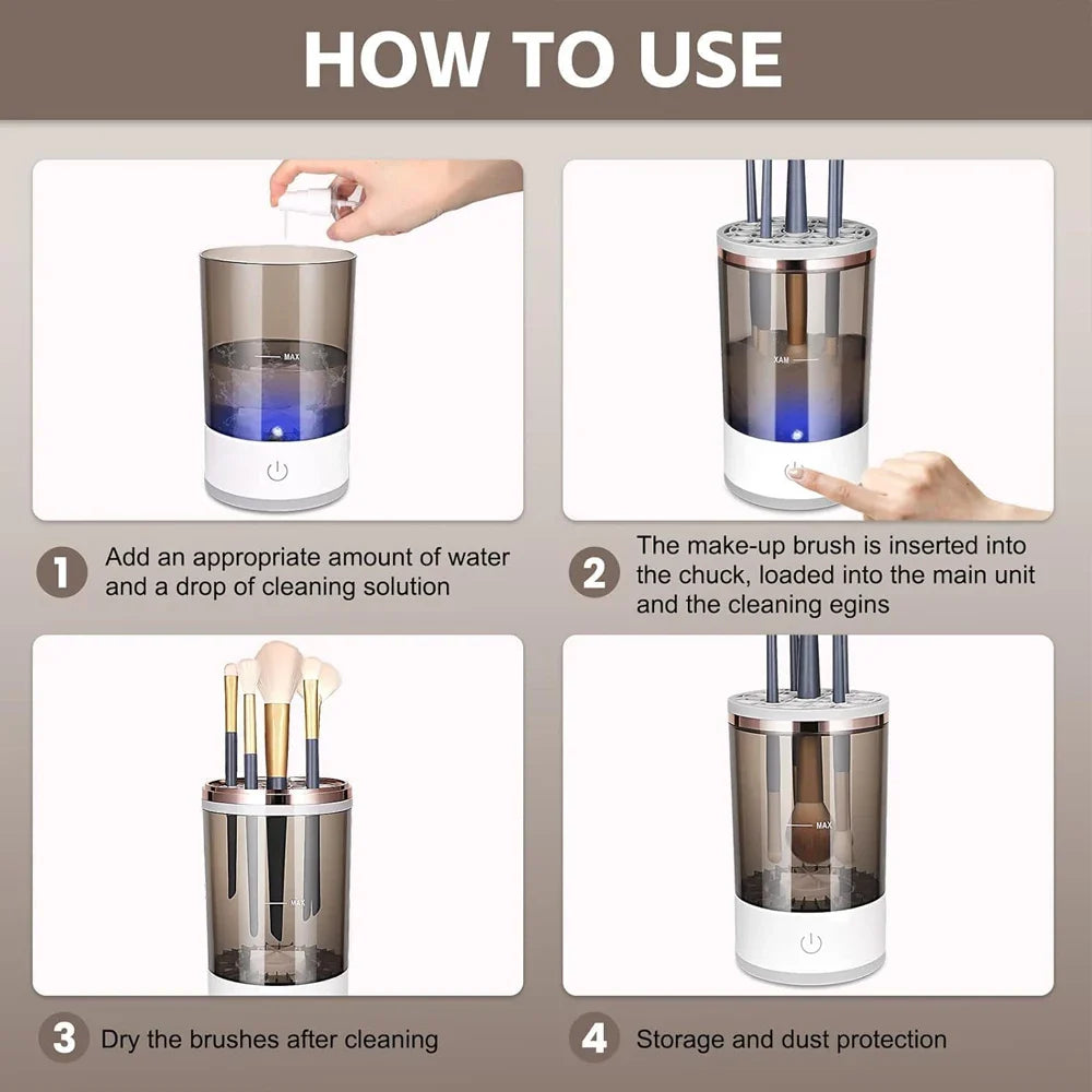 Electric Makeup Brush Cleaning Machine with Automatic Fast-Dry Function