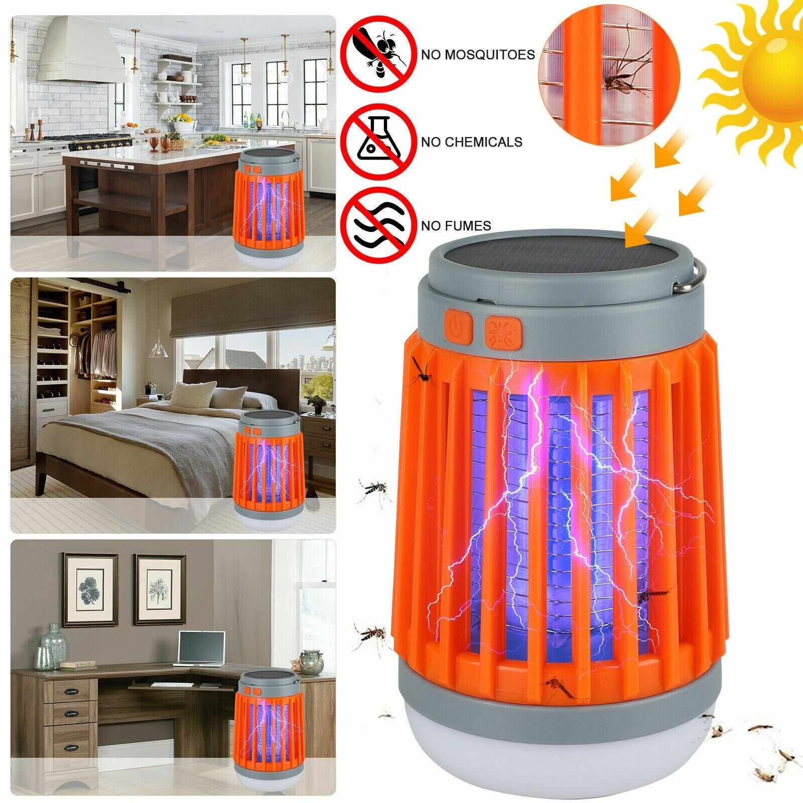 Solar-Powered USB Insect Zapper and Pest Control Lamp