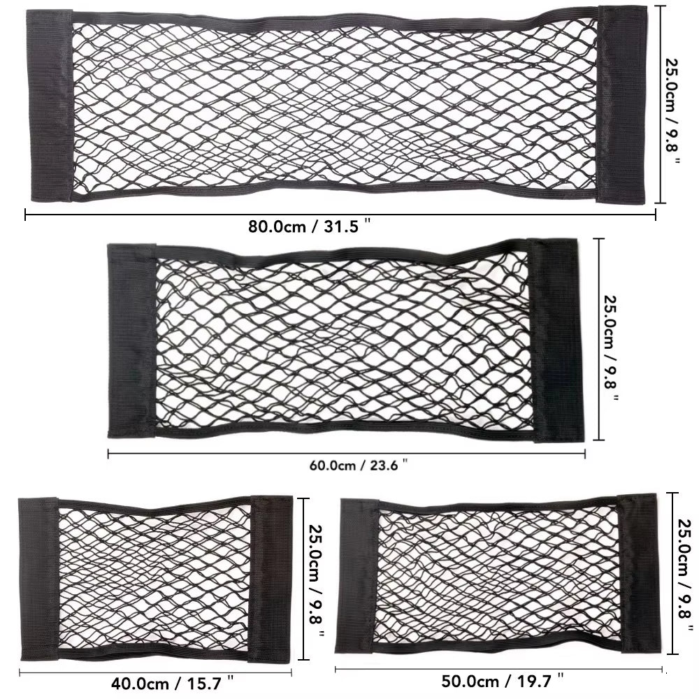 Universal Car Back Seat Elastic Mesh Storage Organizer with Magic Sticker Pocket Net