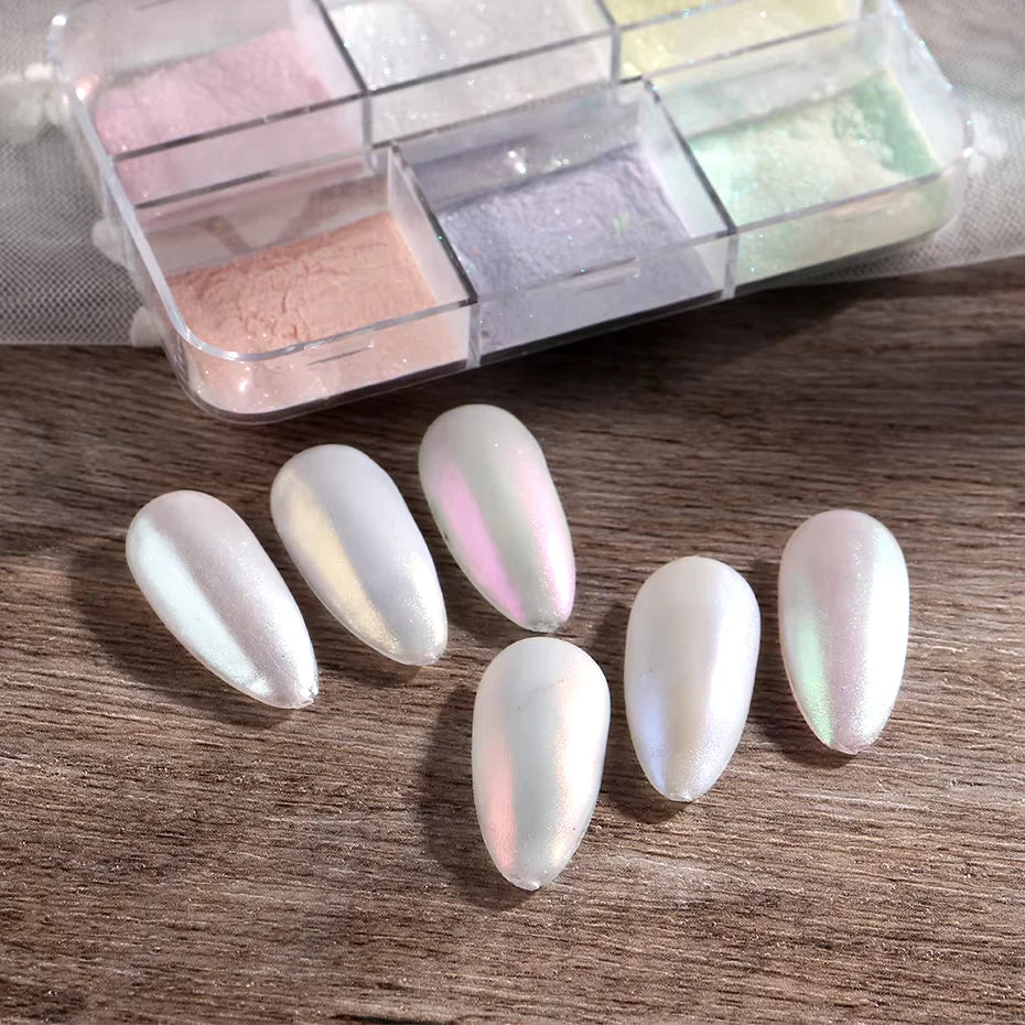 Moonlight Metallic Chrome Effect Nail Powder - Laser Dust Glitter for Aurora Shiny Pearl Manicure