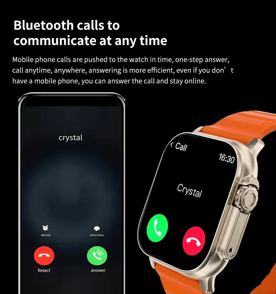 T900 Ultra Smartwatch with Bluetooth Connectivity, Message Alerts, Heart Rate Monitoring, and Sports Features for Android and iOS - Unisex Design
