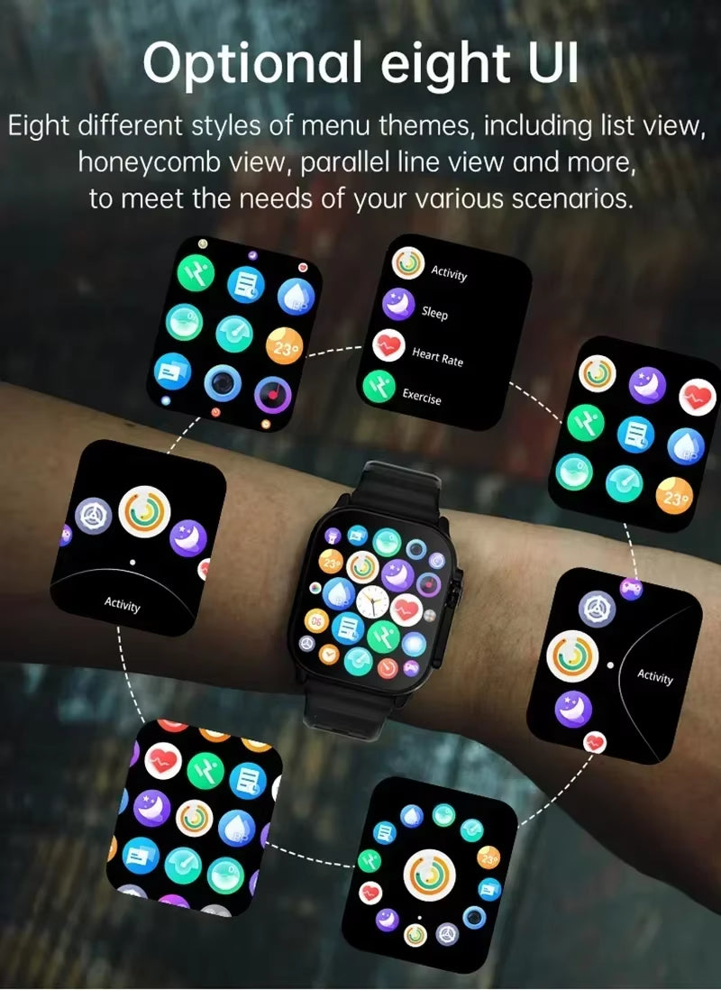 T900 Ultra Smartwatch with Bluetooth Connectivity, Message Alerts, Heart Rate Monitoring, and Sports Features for Android and iOS - Unisex Design