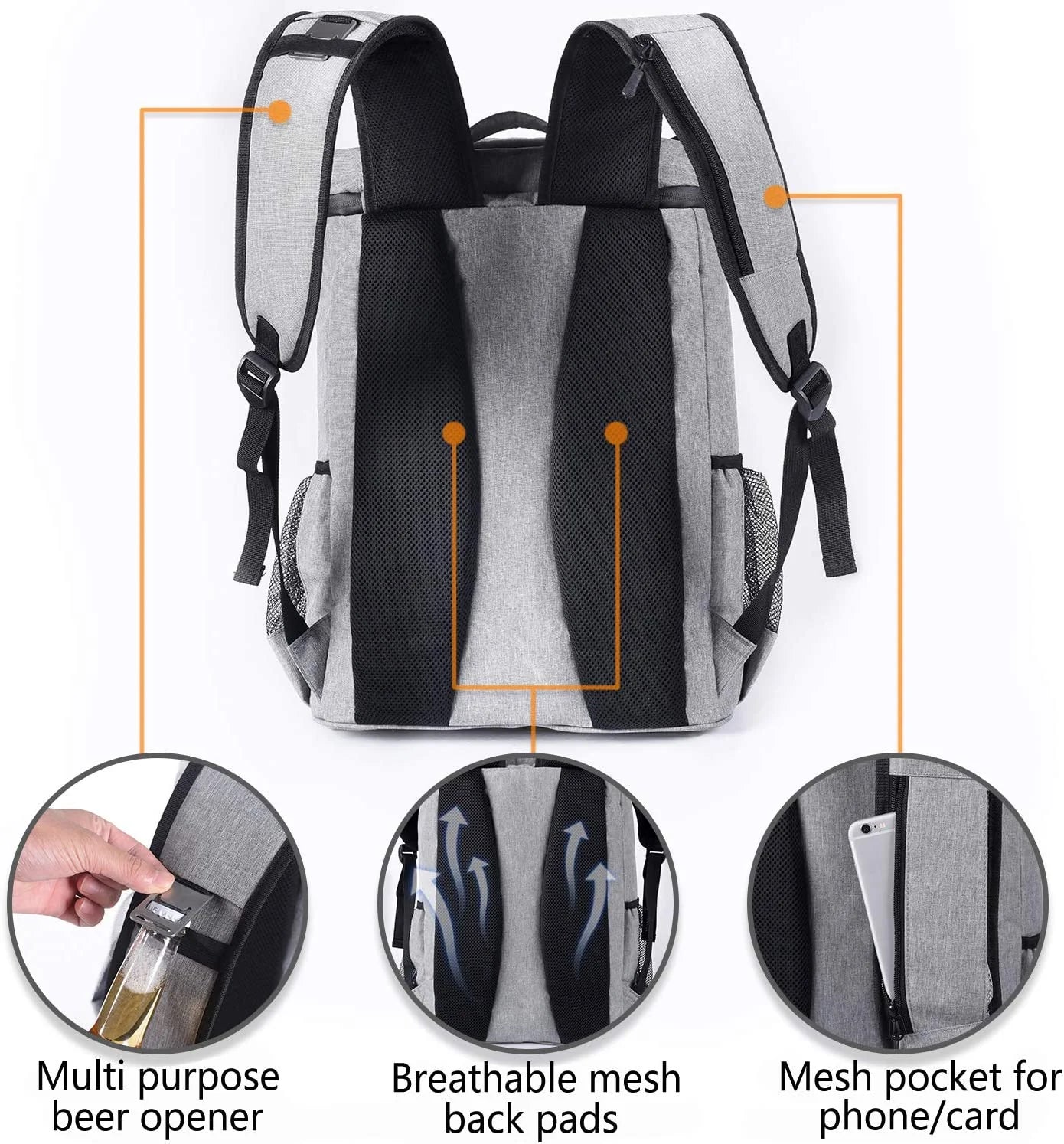 Insulated Waterproof Backpack Cooler Bag - Lightweight Soft Cooler for Men and Women, Ideal for Work, Lunch, Picnics, Camping, and Hiking, Holds Up to 30 Cans
