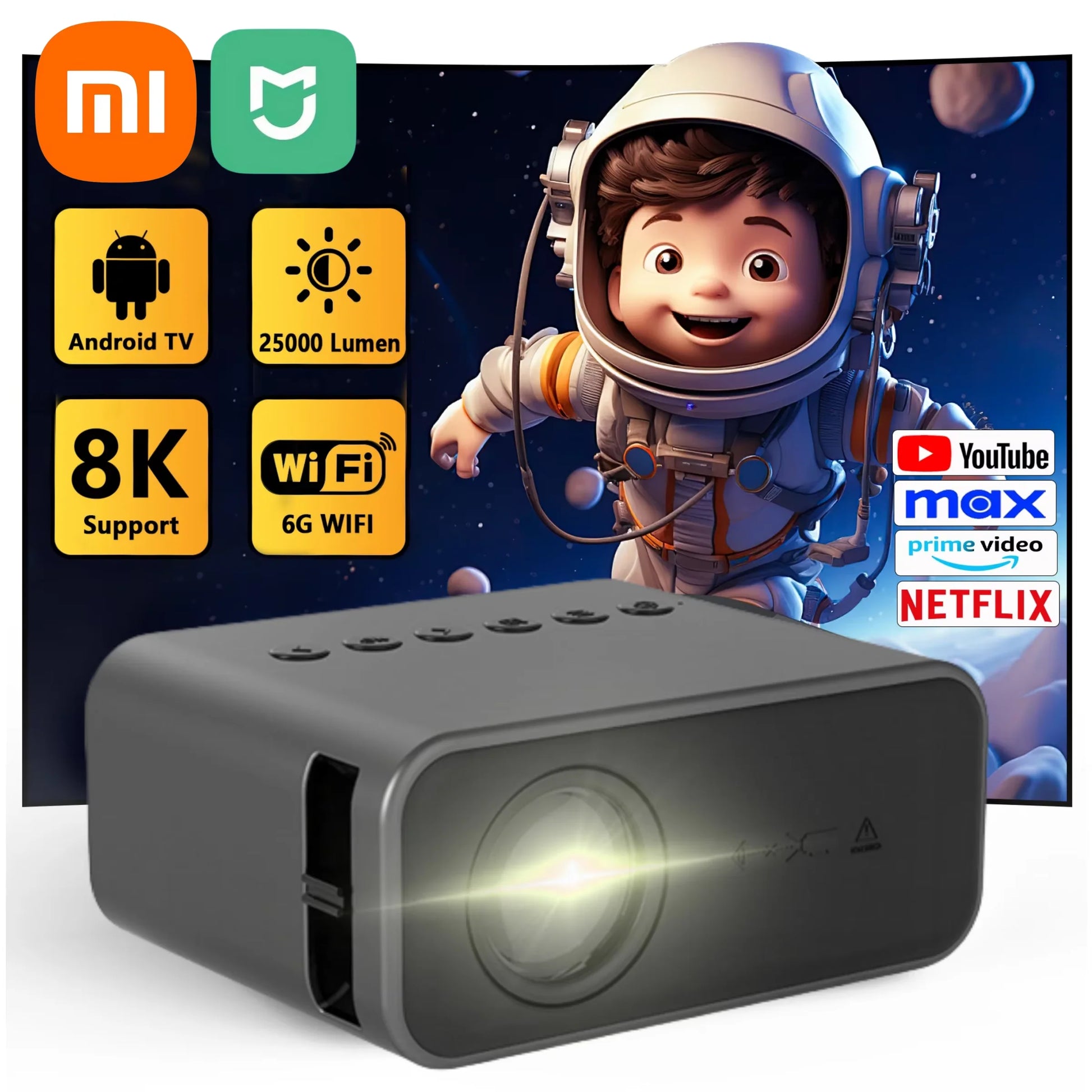 Xiaomi Mini Portable Projector - 8K HD Indoor Entertainment and Gaming Theater for Children