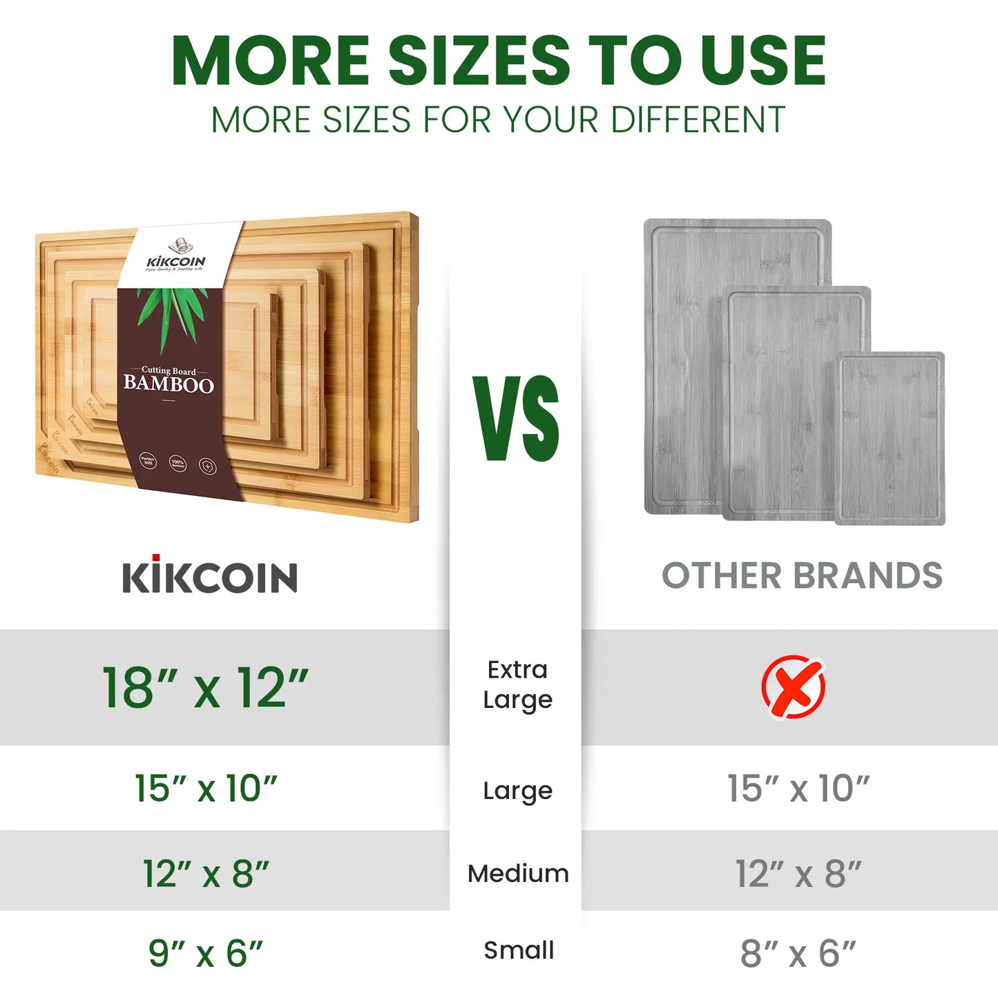 Extra Large 4-Piece Bamboo Cutting Board Set Featuring Juice Groove and Ergonomic Handle Design