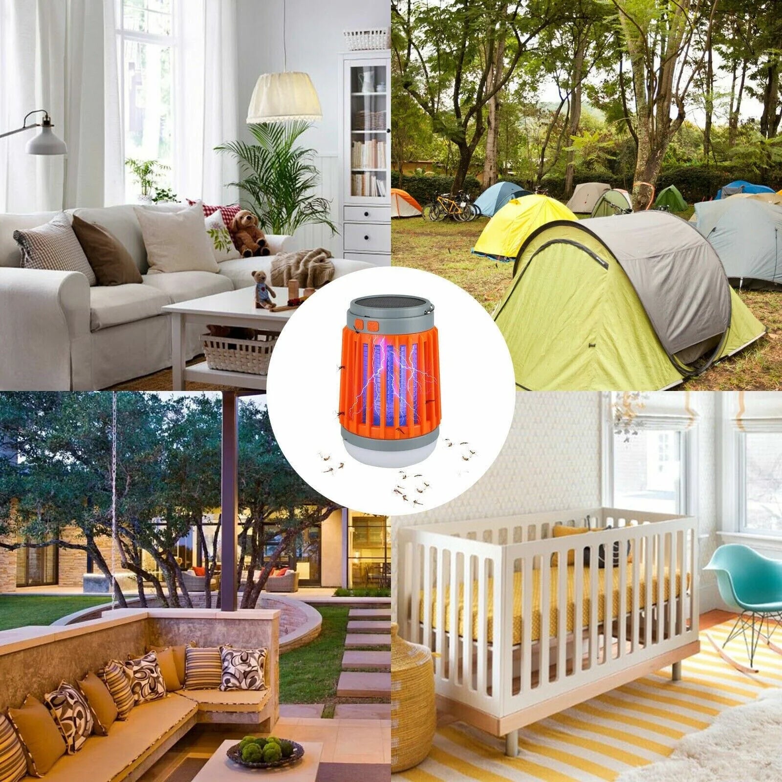 Solar-Powered USB Insect Zapper and Pest Control Lamp