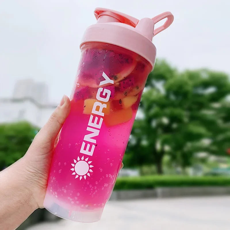 500/700ml Sports Water Bottle and Protein Shaker - Portable Juice Cup with Powder Case, Leak-Proof Travel Mug