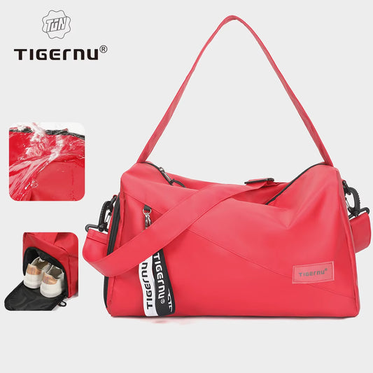 Women's Lightweight Sports Gym Bag with Shoe Compartment - Travel Duffel Handbag for Fitness and Short Trips