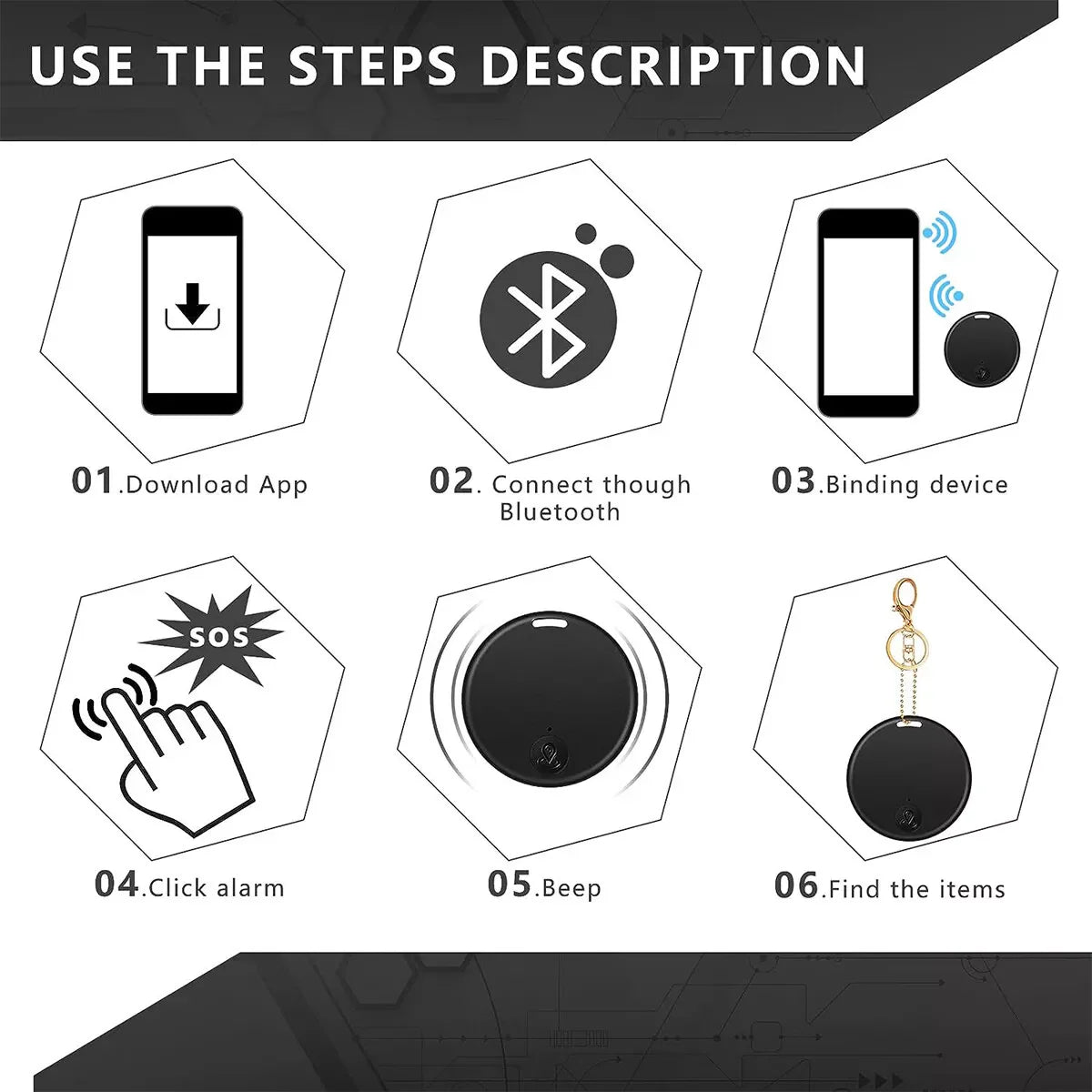Bluetooth Mini GPS Tracking Key Tag for Children and Pets