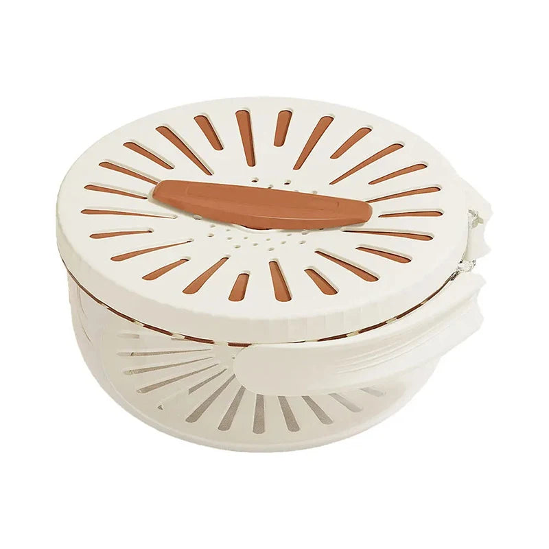 2-in-1 Fruit and Vegetable Washing Basket with Foldable Handle and Refrigerator Crisper Storage Bowl for Home Kitchen