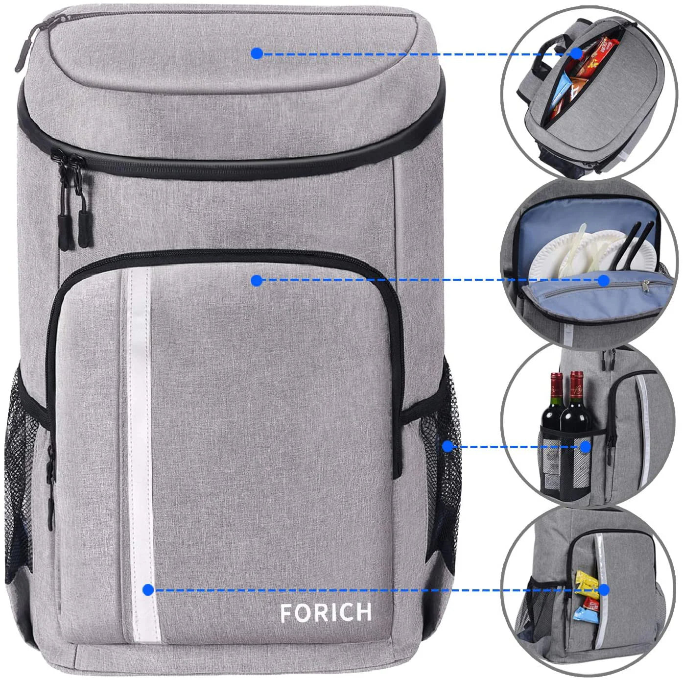 Insulated Waterproof Backpack Cooler Bag - Lightweight Soft Cooler for Men and Women, Ideal for Work, Lunch, Picnics, Camping, and Hiking, Holds Up to 30 Cans