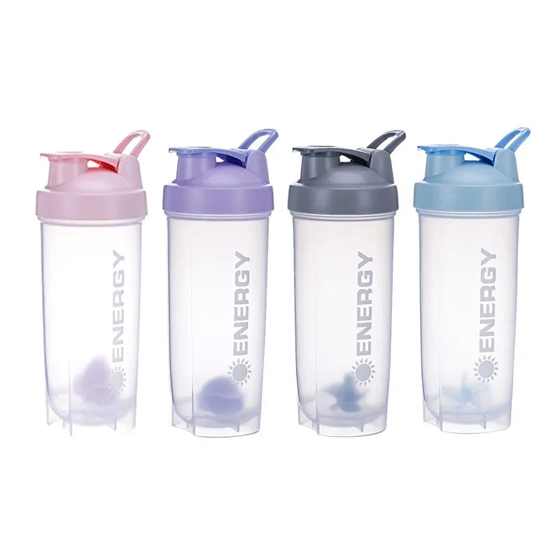 500/700ml Sports Water Bottle and Protein Shaker - Portable Juice Cup with Powder Case, Leak-Proof Travel Mug