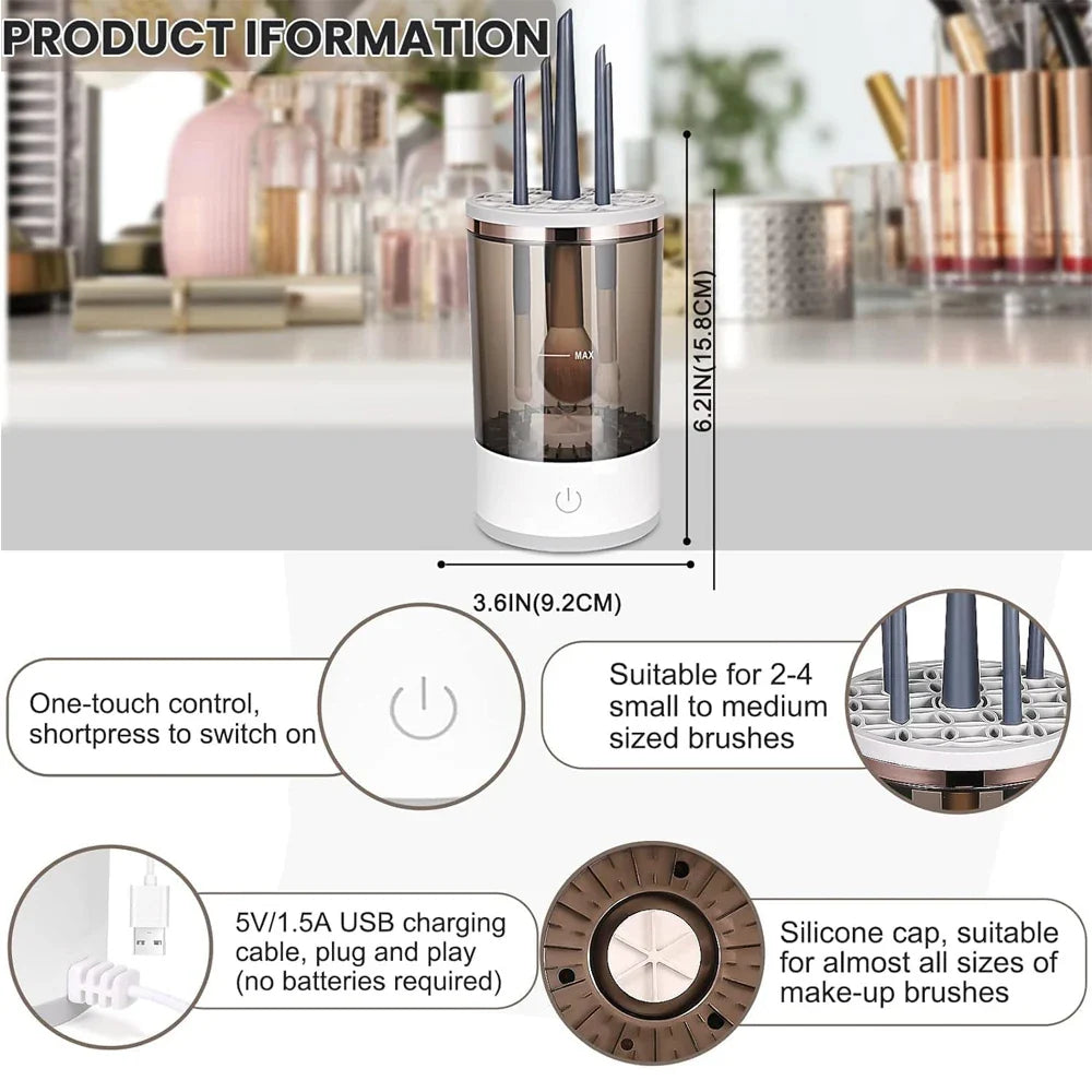 Electric Makeup Brush Cleaning Machine with Automatic Fast-Dry Function