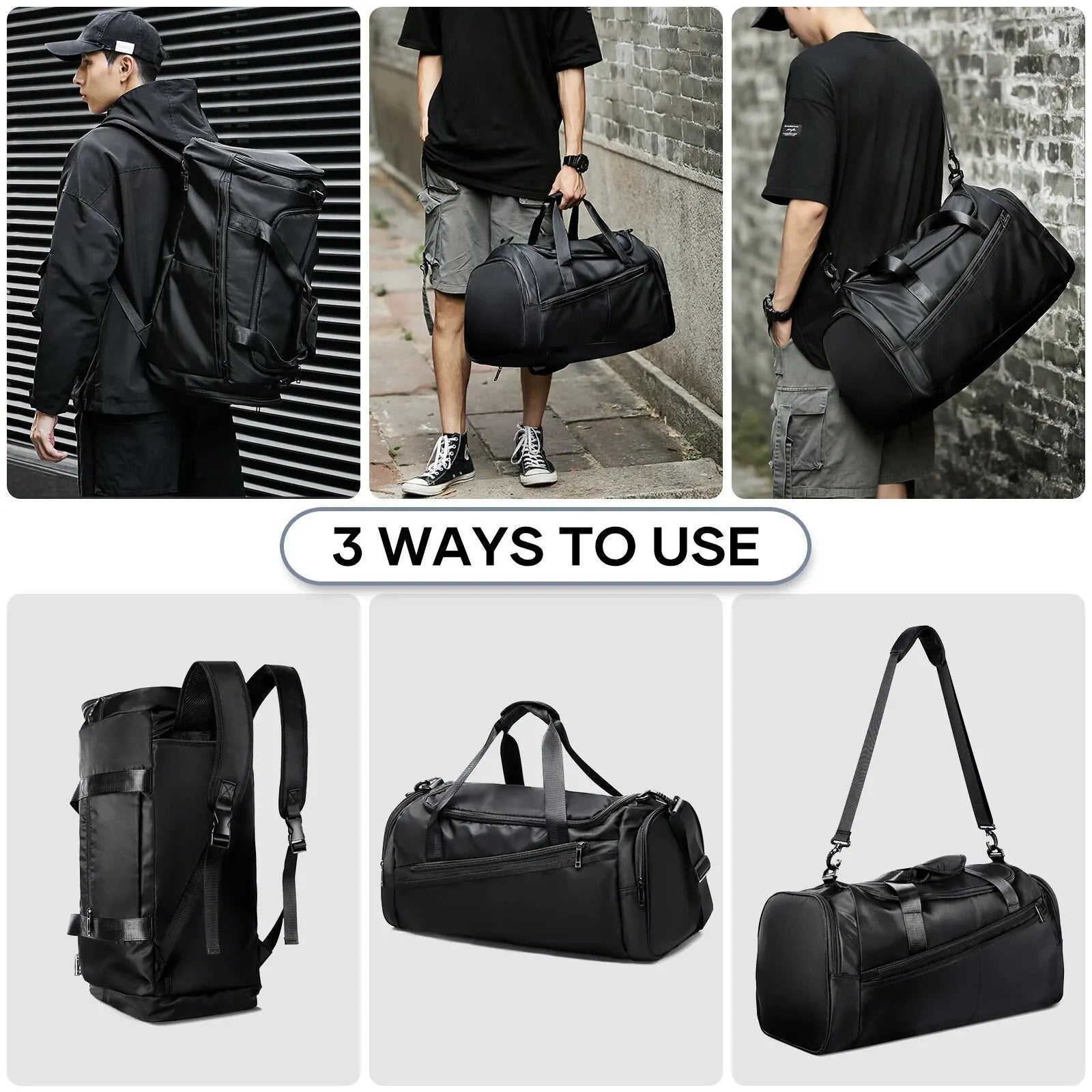 Lightweight 40L Sports Duffel Bag with Shoe Compartment for Men and Women - Foldable Travel Gym Bag