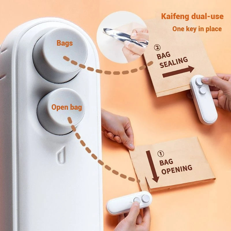 Rechargeable 2-in-1 Mini Plastic Heat Bag Sealer and Handheld Food Packaging Sealant Machine