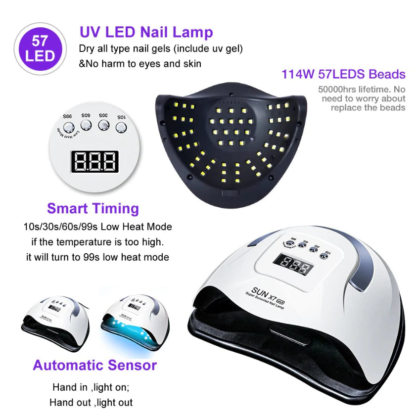 220W Professional LED UV Nail Dryer and Gel Curing Machine for Electric Manicure