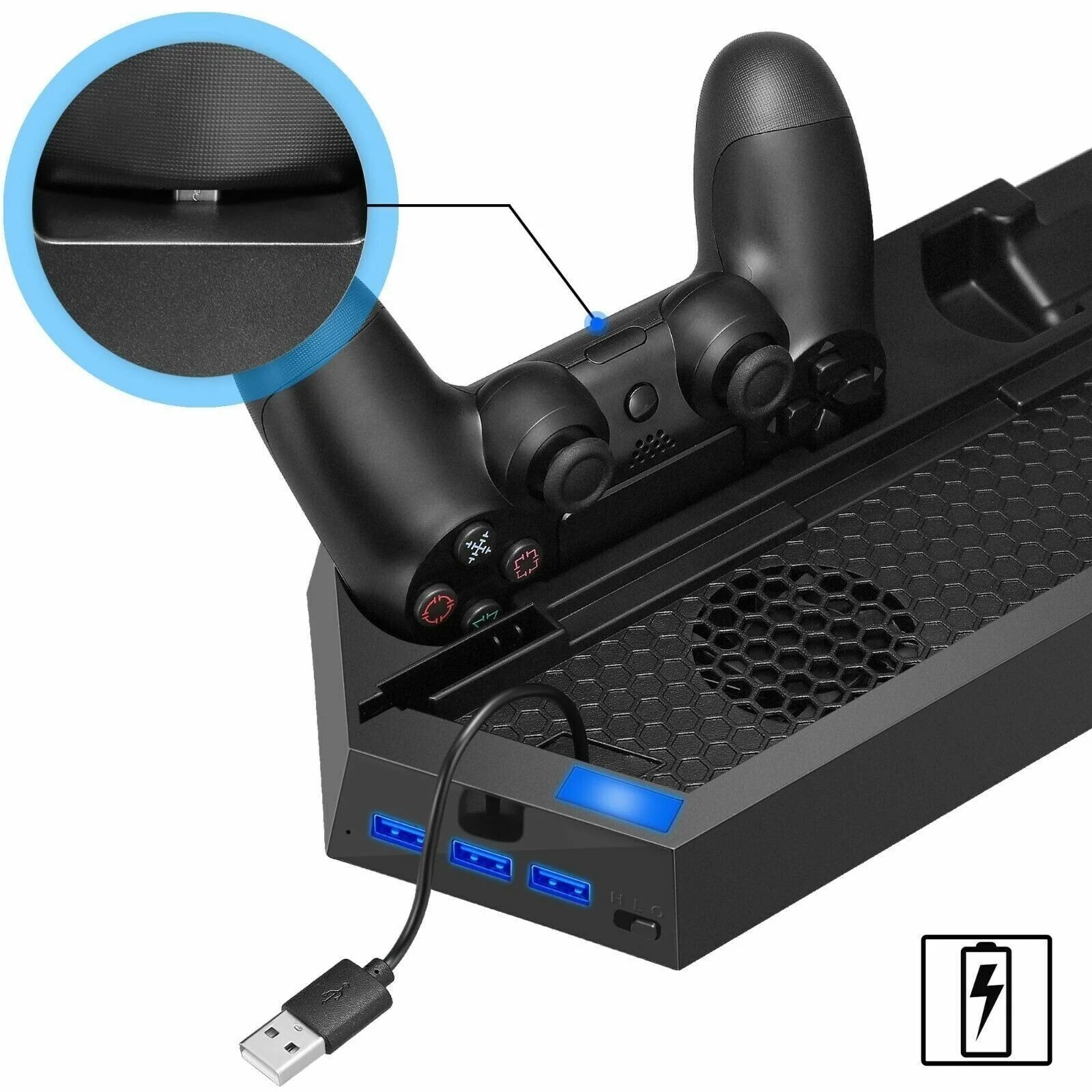 PS4 Vertical Cooling Station with Dual Controller Charging Dock for PlayStation 4