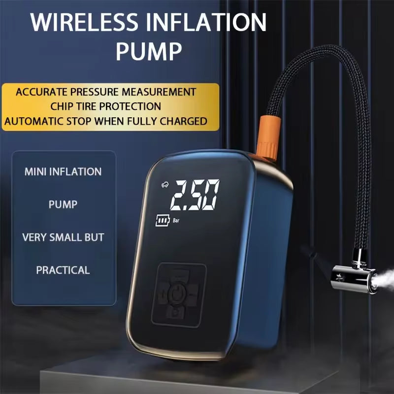 Wireless Electric Car Air Compressor and Tire Inflator Pump for Motorcycles, Bicycles, Boats, and Inflatable Sports Balls