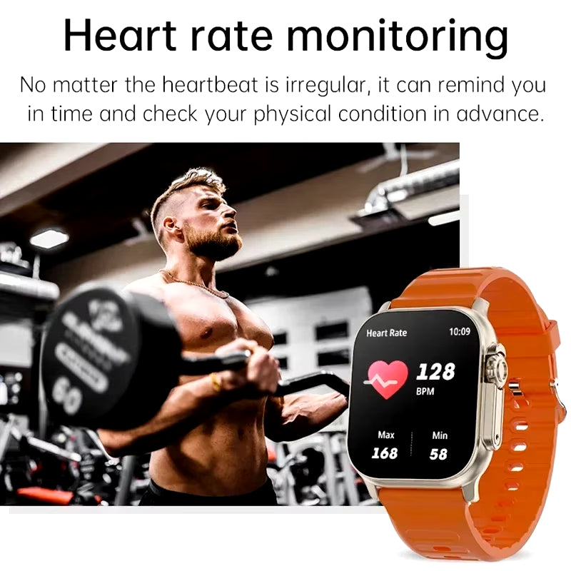 T900 Ultra Smartwatch with Bluetooth Connectivity, Message Alerts, Heart Rate Monitoring, and Sports Features for Android and iOS - Unisex Design