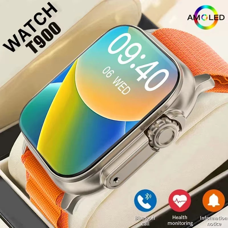 T900 Ultra Smartwatch with Bluetooth Connectivity, Message Alerts, Heart Rate Monitoring, and Sports Features for Android and iOS - Unisex Design