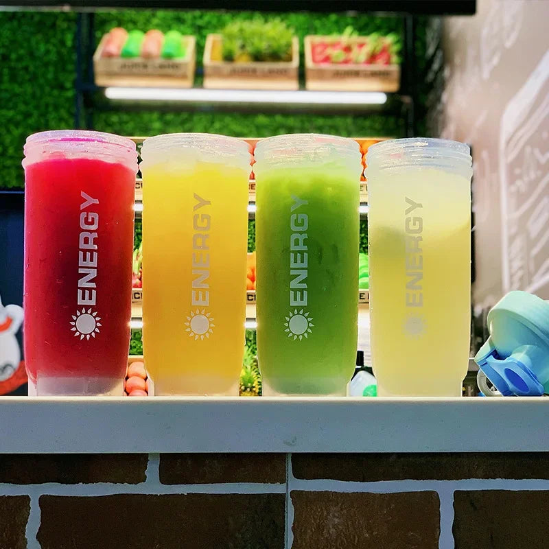 500/700ml Sports Water Bottle and Protein Shaker - Portable Juice Cup with Powder Case, Leak-Proof Travel Mug