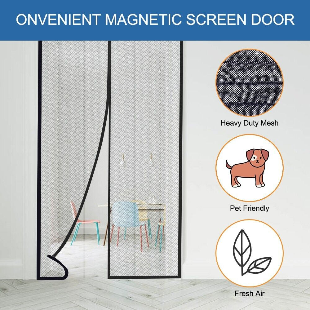 Premium Magnetic Screen Door Mesh Curtain - Heavy-Duty Mosquito Net for Hands-Free Access