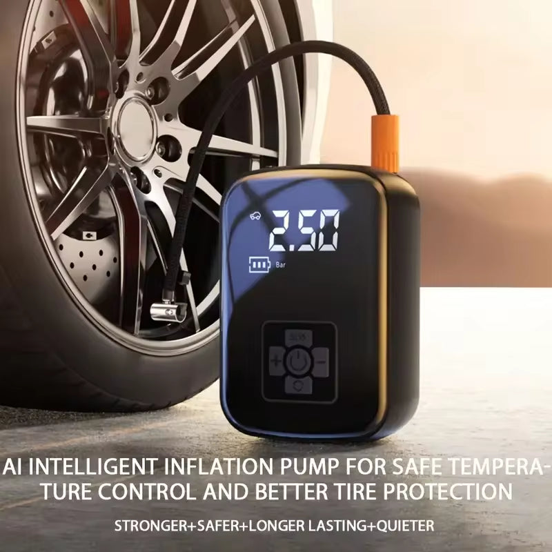 Wireless Electric Car Air Compressor and Tire Inflator Pump for Motorcycles, Bicycles, Boats, and Inflatable Sports Balls