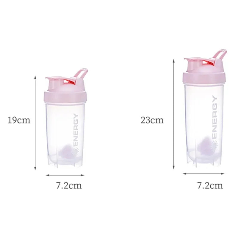 500/700ml Sports Water Bottle and Protein Shaker - Portable Juice Cup with Powder Case, Leak-Proof Travel Mug